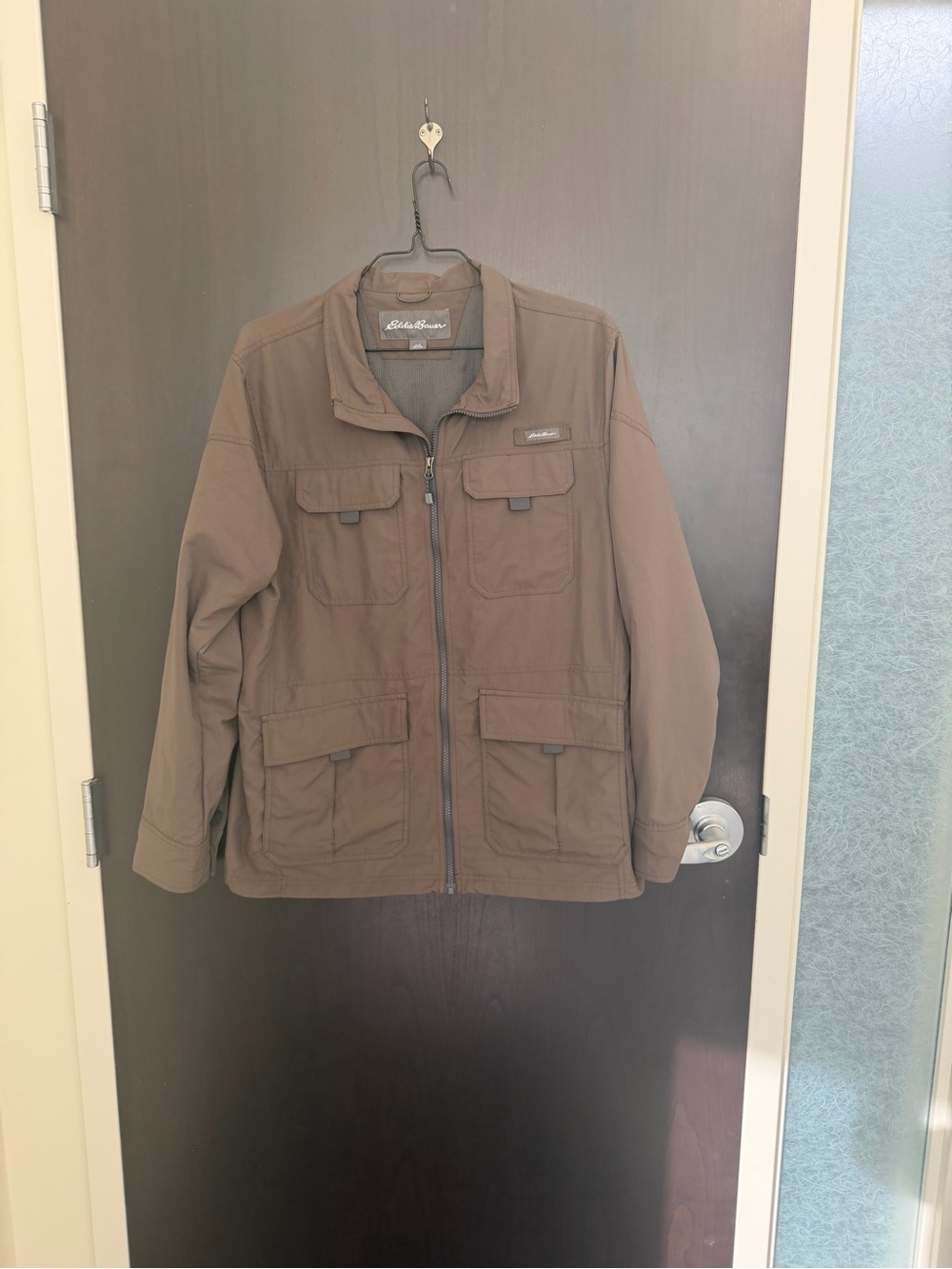 Eddie Bauer Brown Field Jacket - Men's Lightweight Utility Coat Large